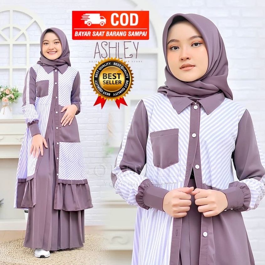 Gamis Anak Usia 8-12 Tahun Ashley kids Model Gamis Anak Terbaru 2021 Kekinian