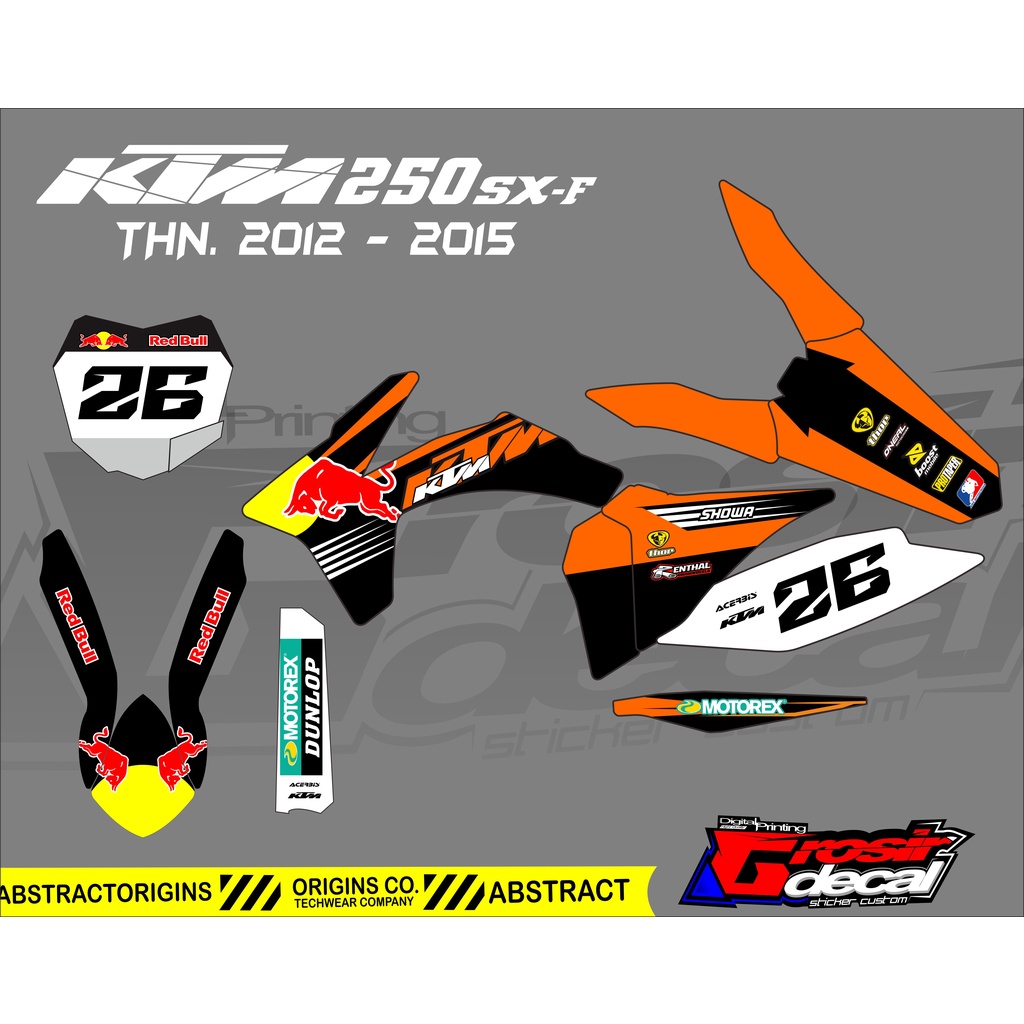 Decal Sticker KTM 250 redbull 2012-2015 Dekal stiker KTM 250 2012-2015
