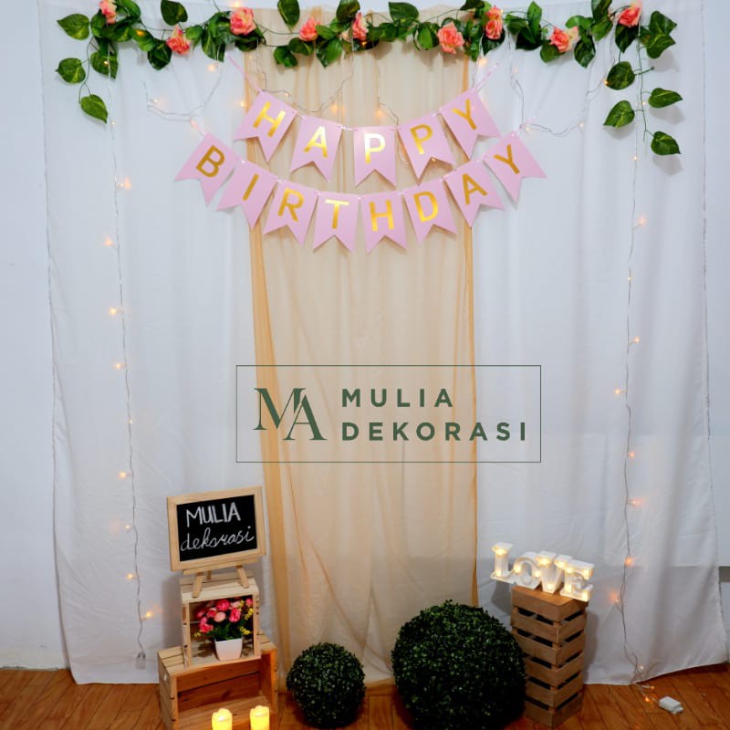 Backdrop Dekorasi Ulang Tahun Happy Birthday 1 set paket Tirai Ulang Tahun Anak