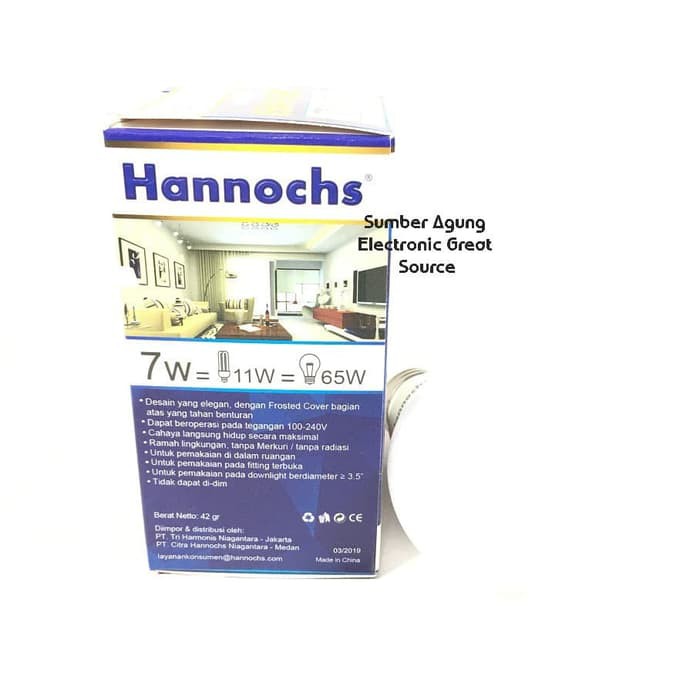 Lampu LED Basic Hannochs 7W 7 Watt 630Lumen Garansi 1 Tahun Hanoch