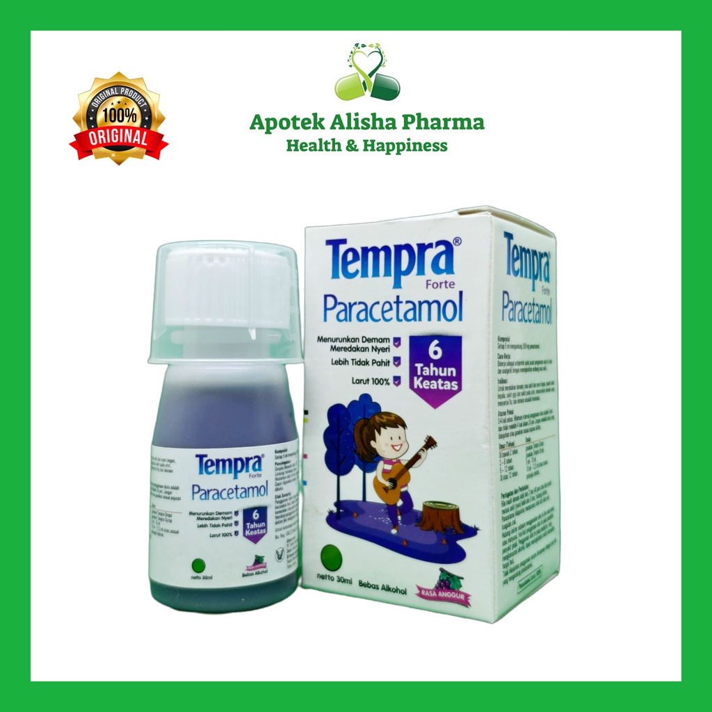 Tempra Forte Sirup (30/60/100ml) Penurun Panas/Demam Anak Usia 6tahun Keatas Rasa Bubble Gum/Grape/Anggur/Strawberry/Jeruk