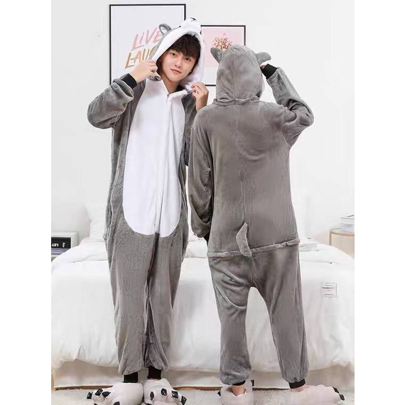 BAJU ONESIE KOSTUM ANJING HUSKEY DOG PIYAMA COSPLAY BAJU TIDUR IMPOR LEMBUT