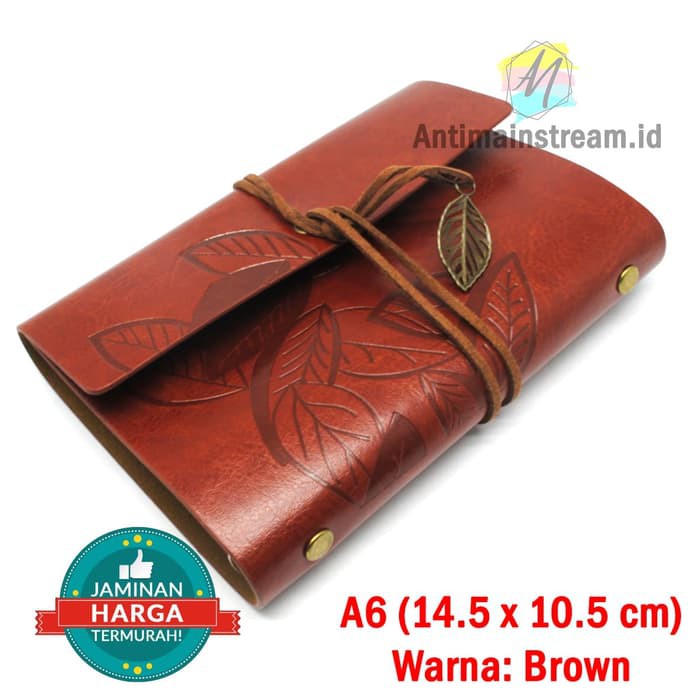 

Buku Catatan Binder Kulit Retro Leaf A6 Warna Brown dan Coffee