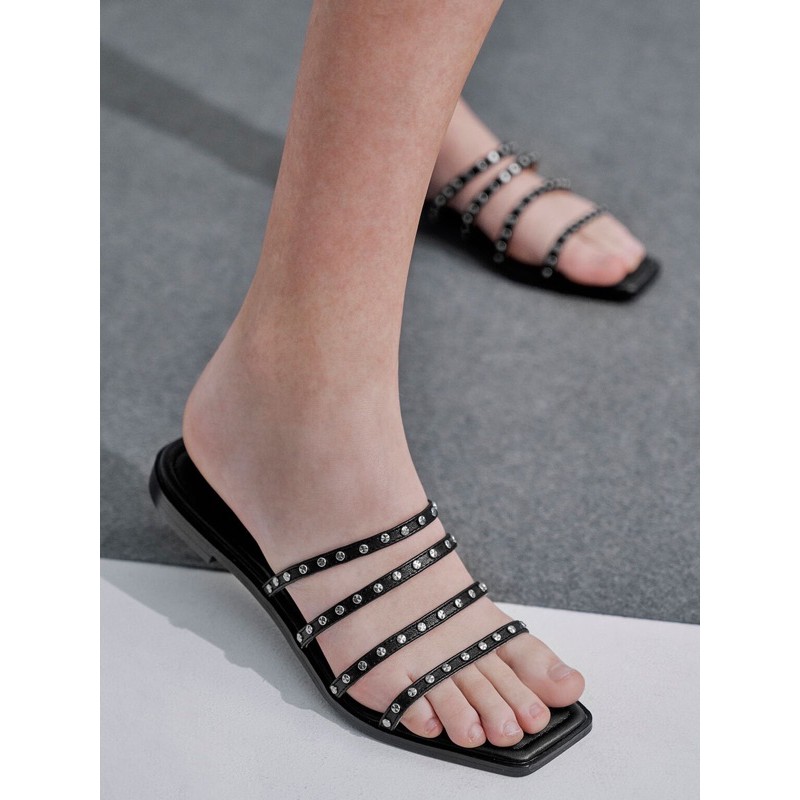 [7.7 Boombastis Sale⚡] - SANDAL WANITA CKS424 STRAPPY STUDS FLAT SANDALS PREMIUM IMPORT