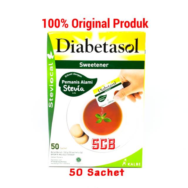 Diabetesol Sweetener Stevia Gula Diabetes 50 Sachets