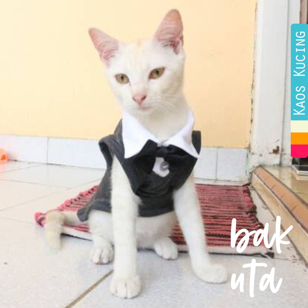 Kaos tuxedo warna abu-abu gorilla untuk kucing / baju kucing dan aksesoris murah size S M L XL