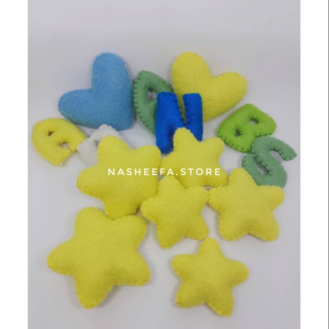 Aplikasi bintang, huruf, love/waru, dan bentuk lainya untuk hiasan dinding dan dekorasi rumah