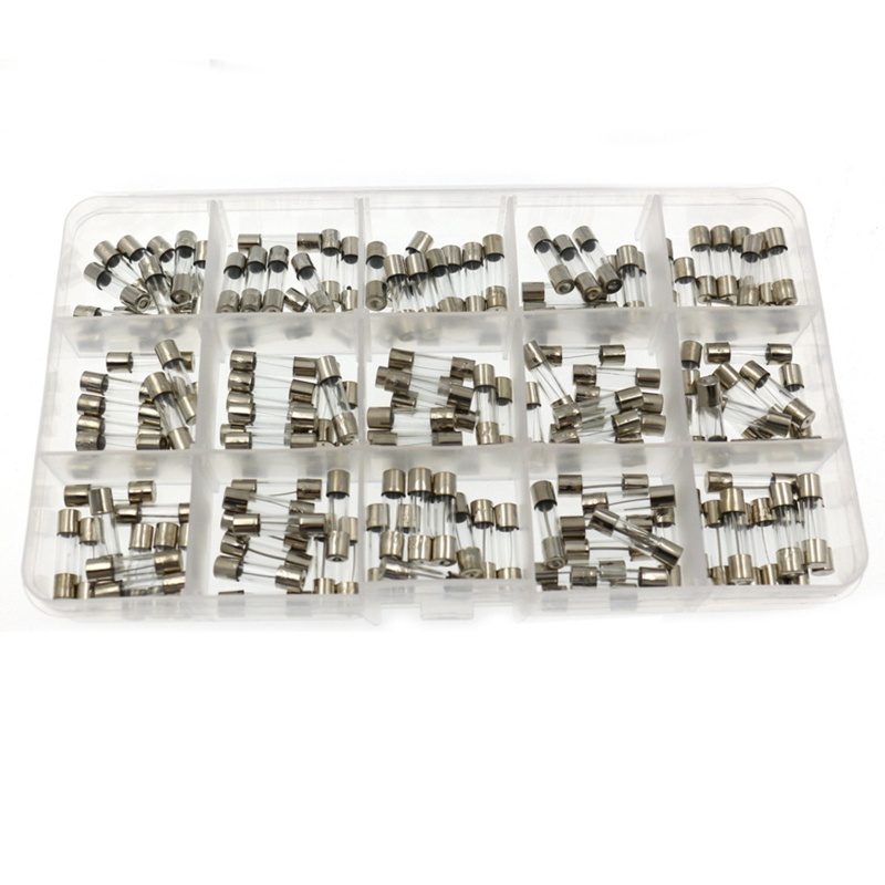 Btsg 15Kinds 150pcs 5x20mm Fast-blow Glass Tube Fuse Sekring Tabung Kaca Mobil Aneka Kit 5X20 Dengan Kotak 0.1A-30A