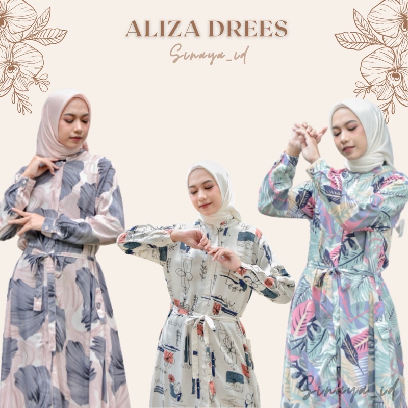 GAMIS RAYON MOTIF , GAMIS WANITA DEWASA , ALIZA DRESS