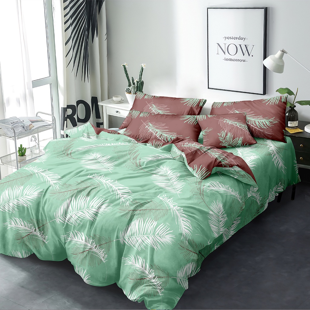 Internal - Bed Cover Set Queen 160x200 Tinggi 25 Fitted - Palm