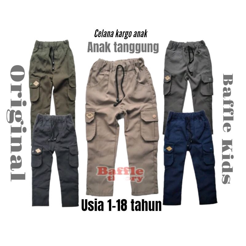 Celana cargo panjang anak murah 2_ 4 _6_ 8 _10_ 12_ 14_ 16 _18 original