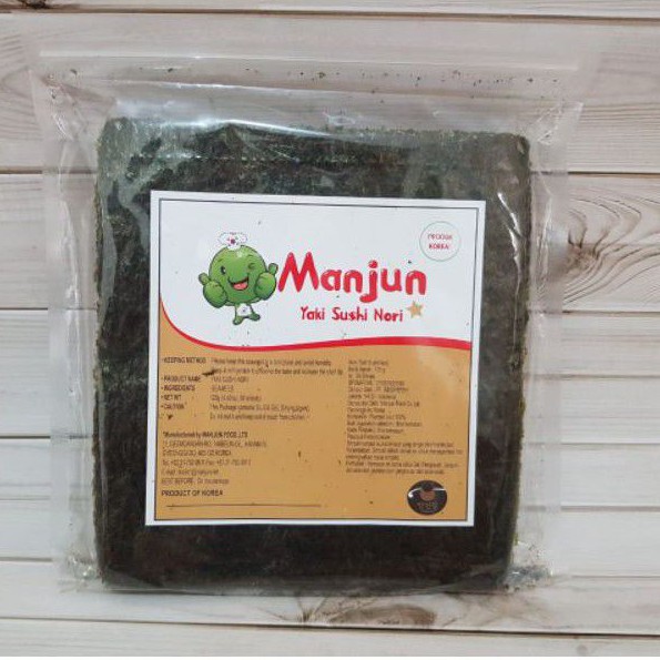 Manjun Sushi Nori Halal 50 Lembar Halal │ Yakinori Import for Sushi Kimbab/ Gimbab │ Rumput Laut