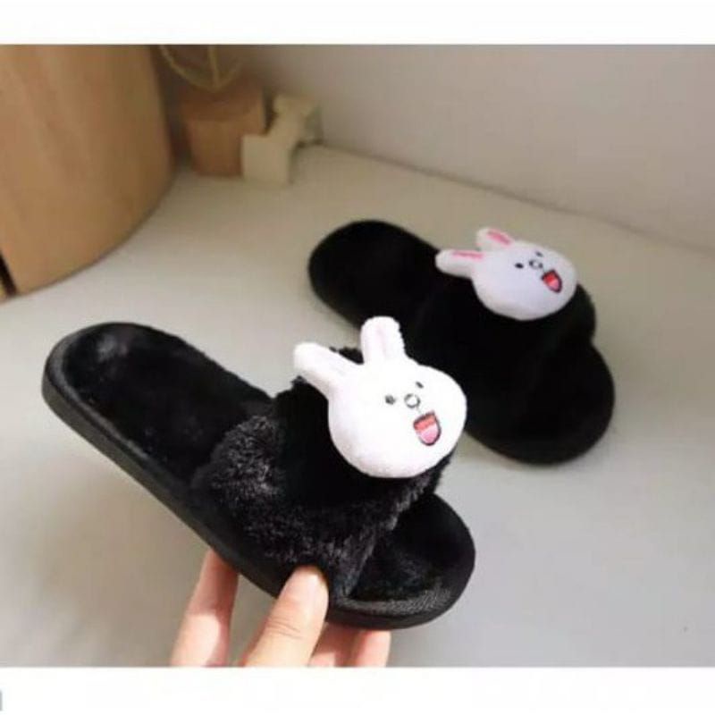 Sandal Kokop Bulu Boneka Rabbit Sandal Rumahan