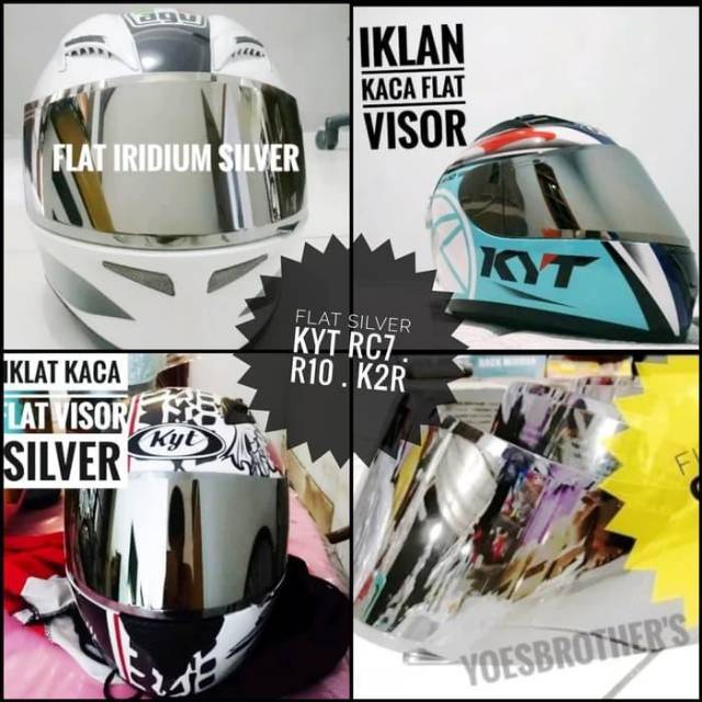 KACA FLAT KYT IRIDIUM SILVER RC7 R10 K2R KACA DATAR HELM