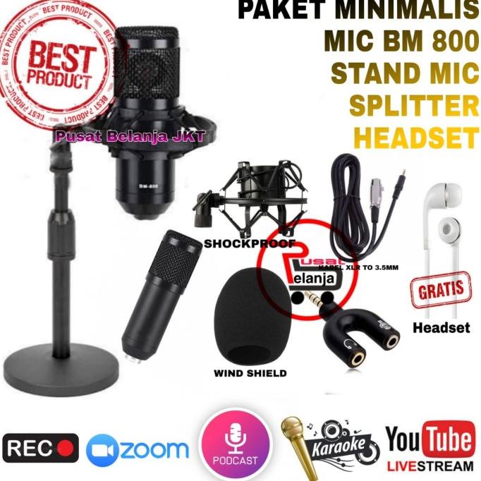 PAKET HEMAT MIC BM800 BM 800 CONDENSER RECORDING STAND MIC MINI .