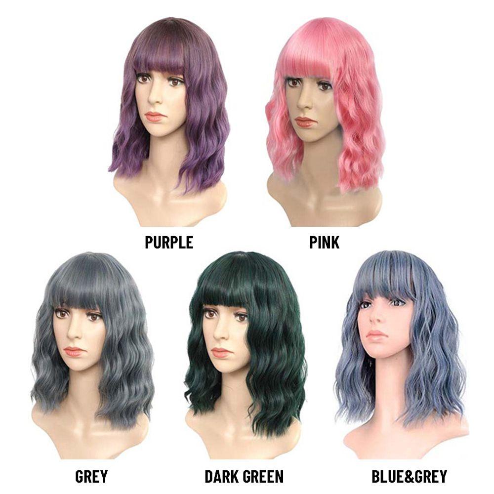 Wig / Rambut Palsu Wanita Model Panjang Bergelombang Dengan Poni Untuk Cosplay / Halloween