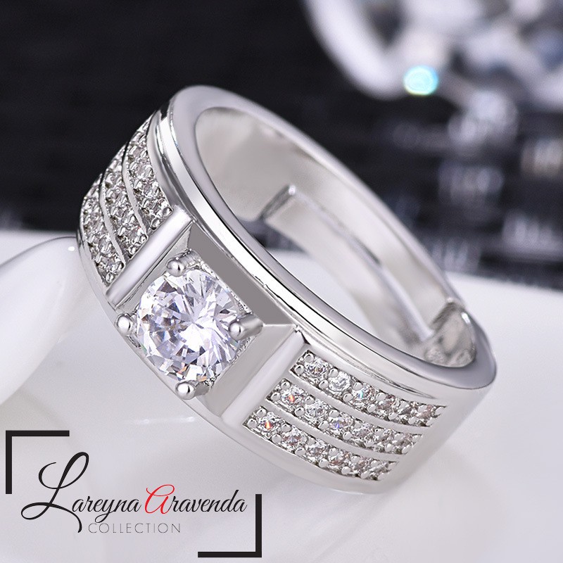 Cincin Titanium Pria Model Kristal Crystal Mewah CC019