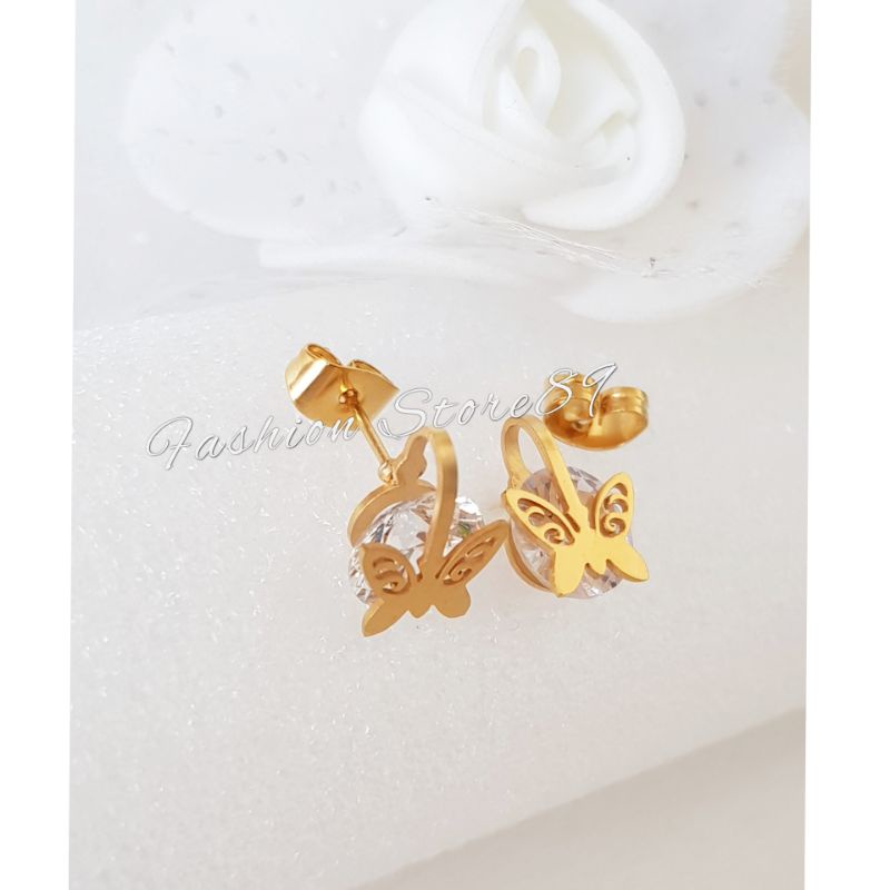 Anting Tusuk Buterfly import Titanium gold Antikarat bestseller bestquality fashion kupu-kupu