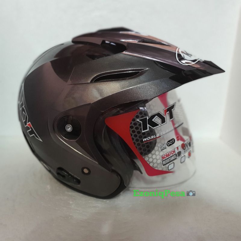 helm kyt venom rr solid black doff white gunmet dobel visor