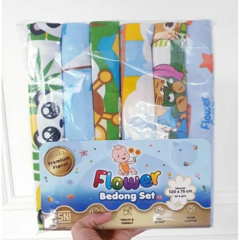 6 Pcs (1/2 Lusin) Bedong Bayi Flower Jumbo Cocobear 120x90cm | 125x75cm Planel Baby SNI Quality Export Flower Premium