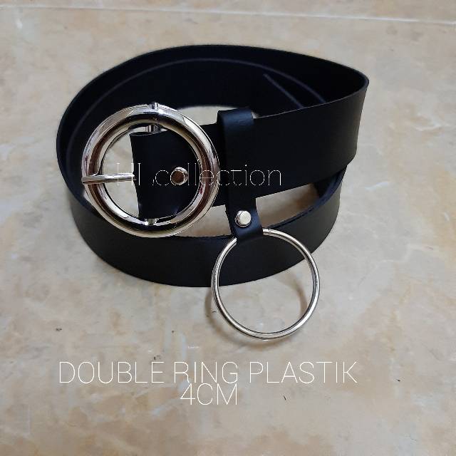 ikat pinggang wanita double ring / korea belt / ring besi &amp; plastik