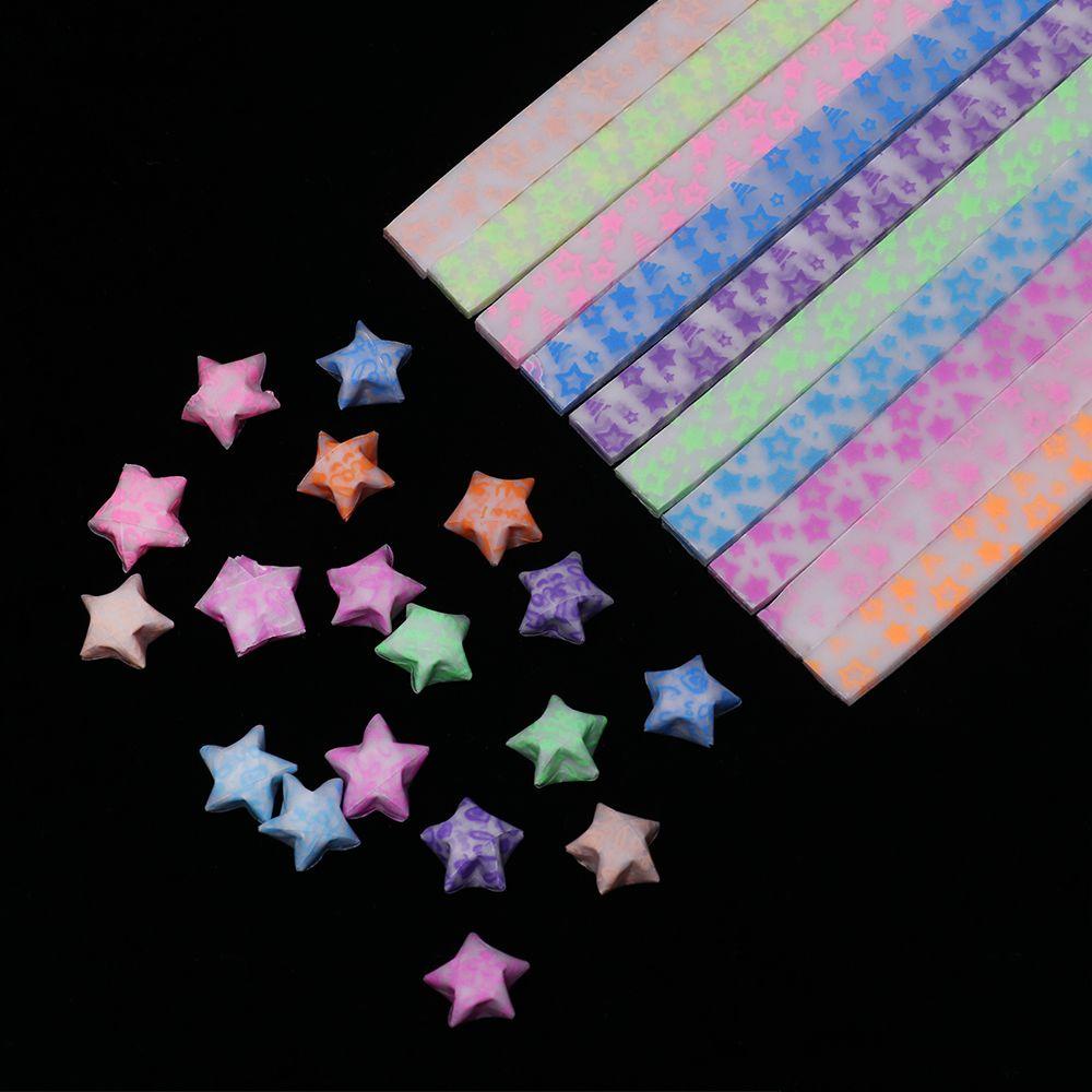 Suyo 210pcs/lot Kertas Strip Hadiah Fluorescence DIY Kerajinan Permen Warna Dekorasi Rumah Origami