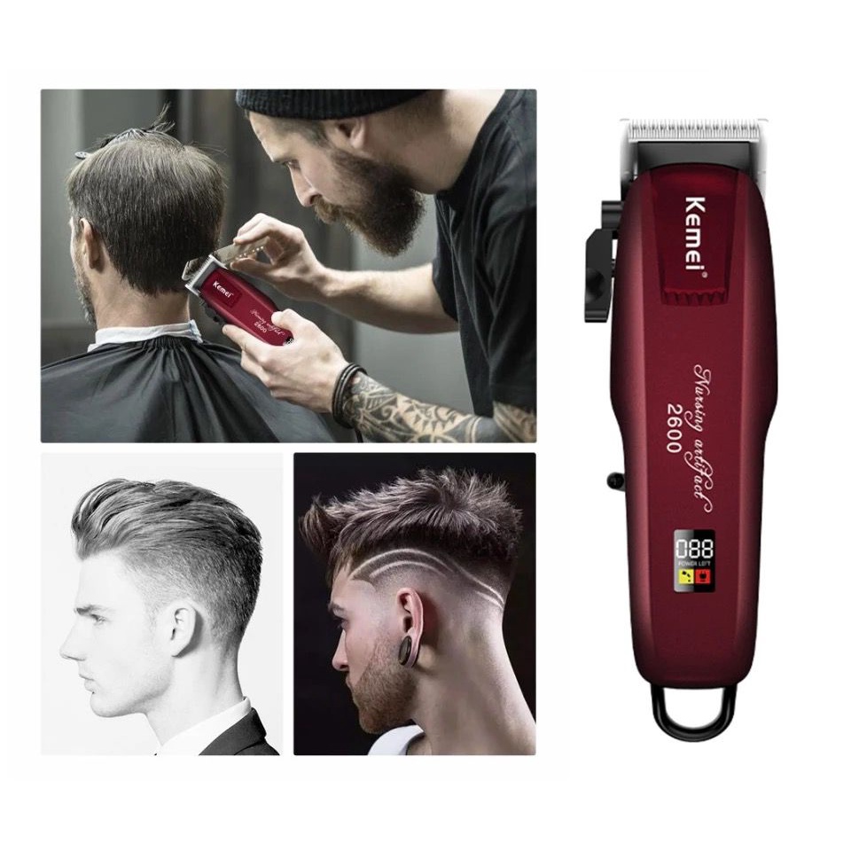 Alat Cukur Rambut Kemei KM 2600 PG Hair Clipper Rechargeable Cordless Electric LCD Display Cukuran KM PG2600