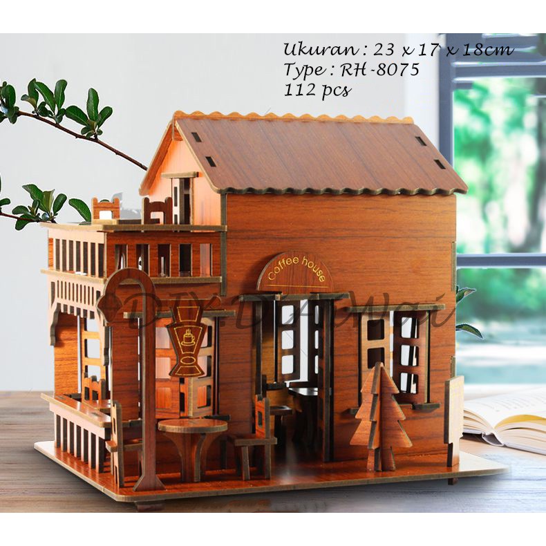 Puzzle 3D DIY model COFFEE HOUSE/Tempat Jual kopi  mainan puzzle edukasi anak