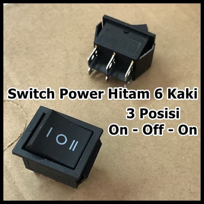 Rocker Switch Power Hitam 6 Pin Kaki Saklar On Off On 6Pin OnOffOn