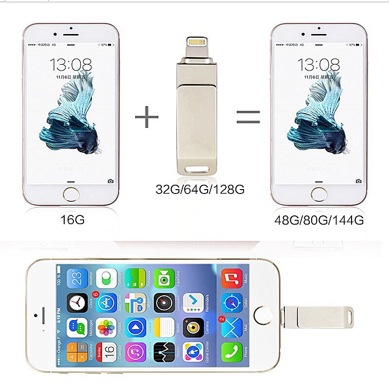 HD i-usb Flash Drive Bahan Metal Tahan for Air untuk iPhone / iPad