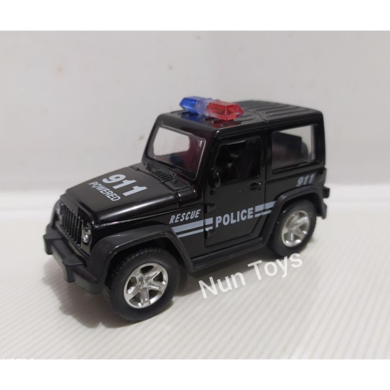 Diecast Mobil Jeep Wrangler Suzuki Katana Off Road Police Hitam
