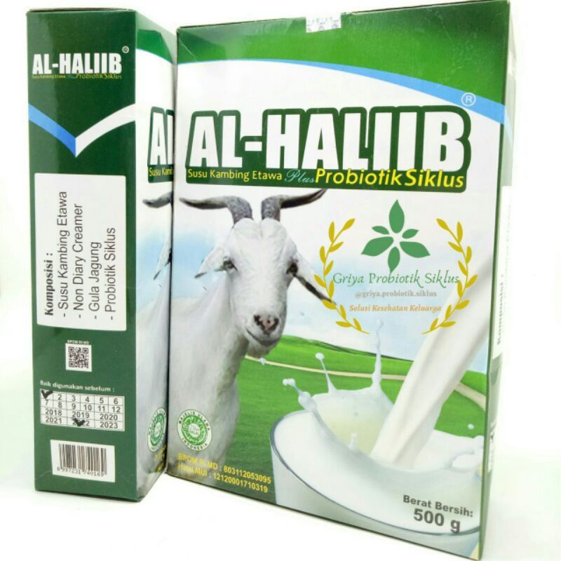 

AL HALIIB SUSU KAMBING ETAWA 500GR PROBIOTIK SIKLUS/SEHAT/ASI BOSTER