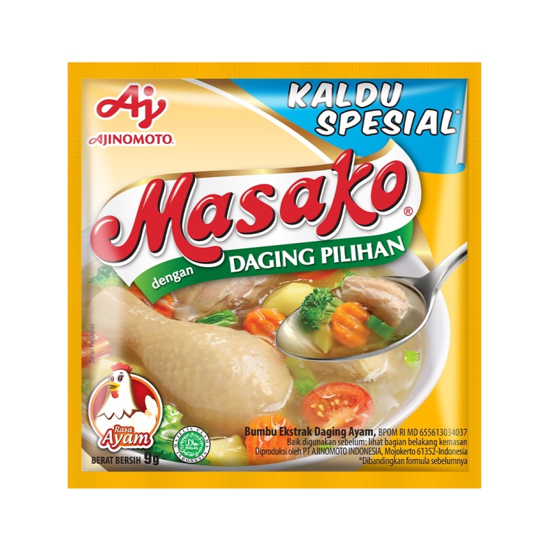 

Masako Bumbu Kaldu Penyedap Rasa Ayam Kemasan 9 gram x 3 Sachet