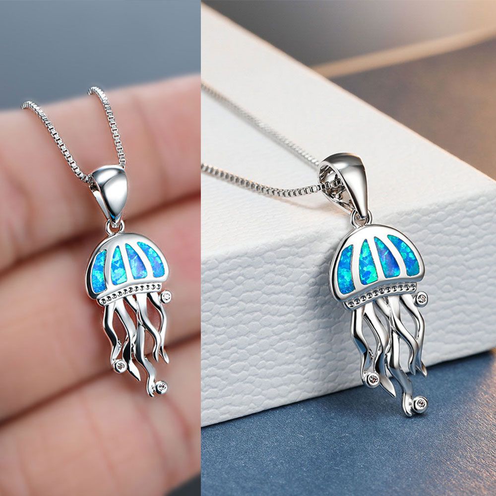 ROW New Pendant Luxury Blue Necklaces Gift Jellyfish Animal Jewelry Fashion Female