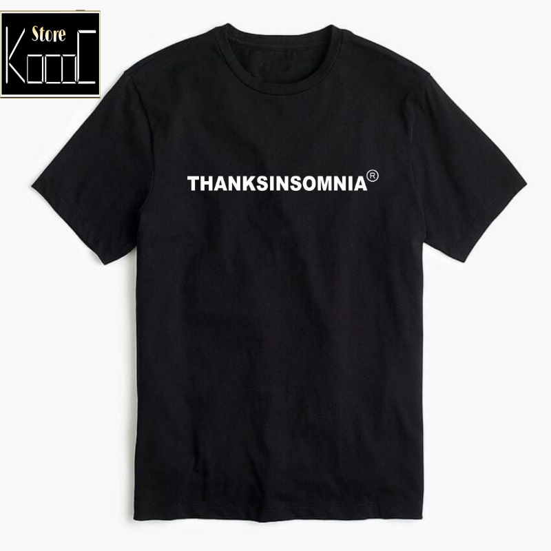 kaos baju distro THANKSINSOMNIA logo tulisan tshirt Oversized  hitam black tee pria wanita size S M 