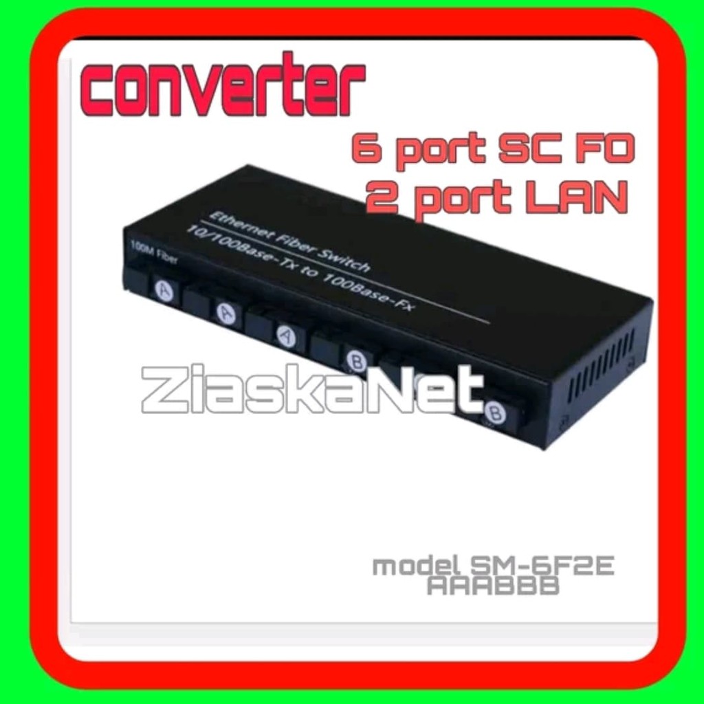 Modul Media Converter 100mbps Switch 6 port SC + 2 port LAN RJ45