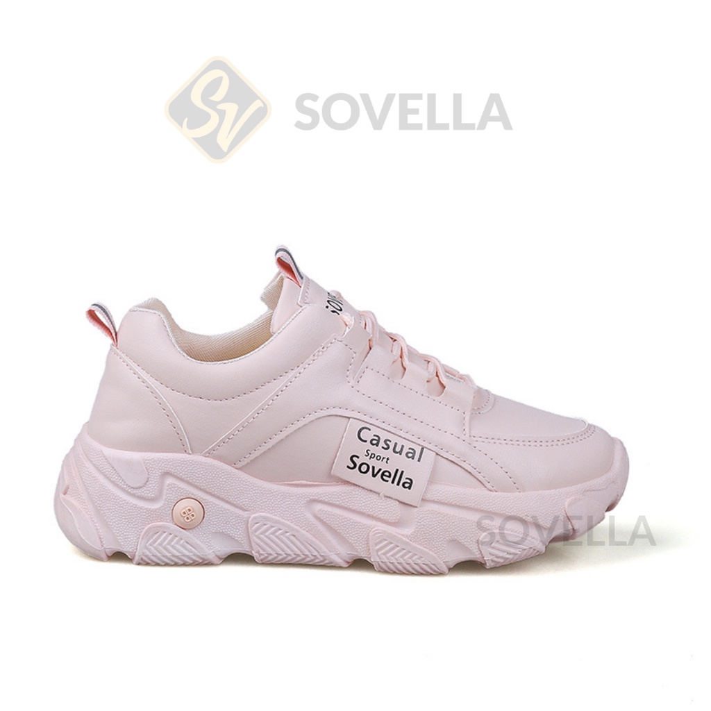 SOVELLA Dulcea Sepatu Sneakers Simple Polos Olahraga Kets Wanita Import-Pink