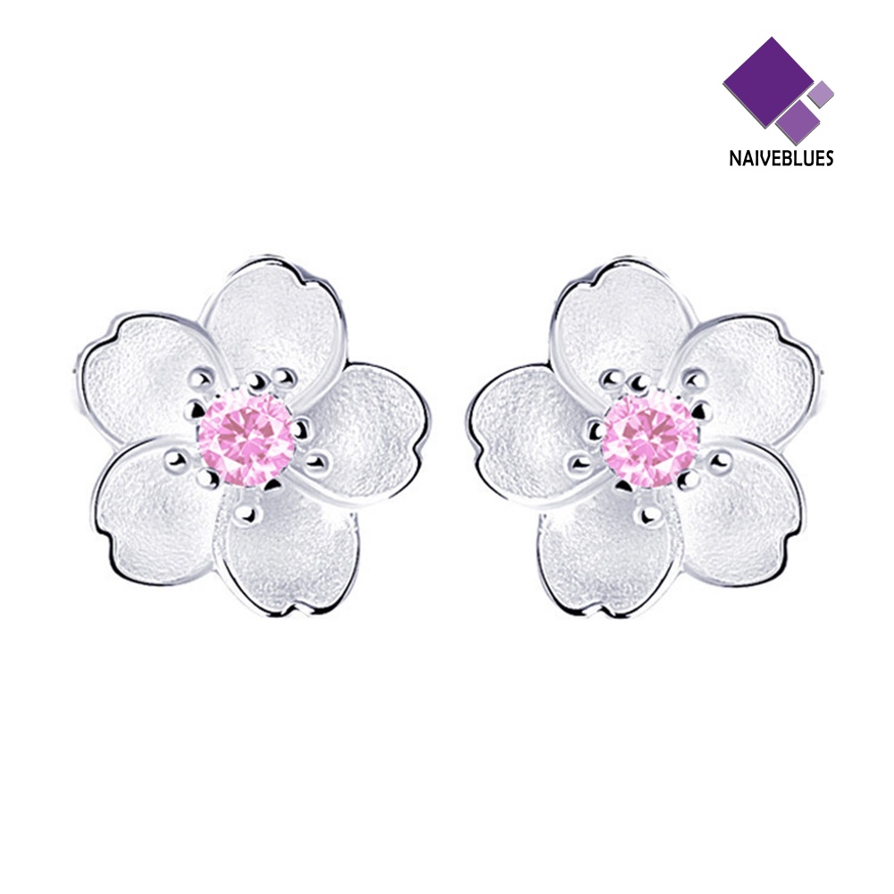 Anting Stud Desain Bunga Sakura Gaya Elegan Untuk Pesta