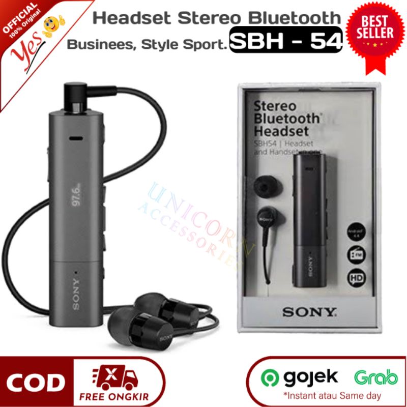 Handsfree Wireless Bluetooth SONY SBH54 Stereo FM Radio Headset Style Sport Ori