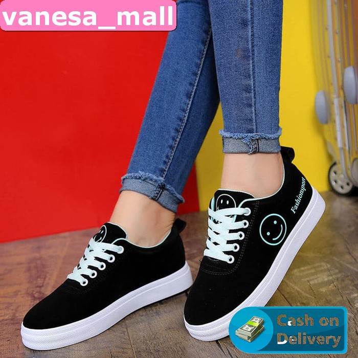 Sepatu Sneakers Wanita Import Sneakers Bernapas Nyaman Sepatu Kas OK961  Kets Ys12 Hitam/Tosca - T