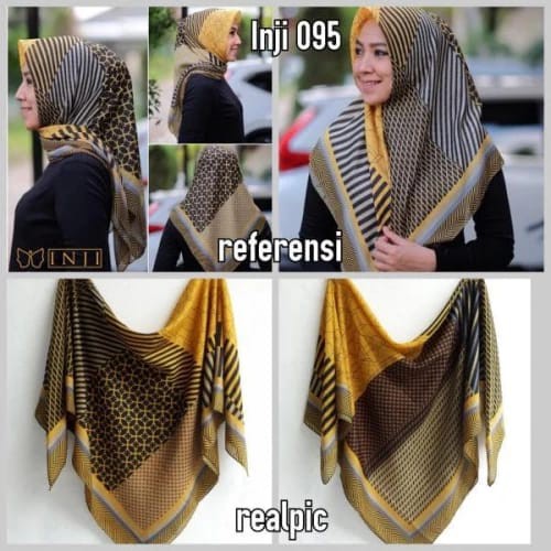 Hijab denay kw segi empat jahitan neci/Kerudung motif terbaru 110cm x 110cm