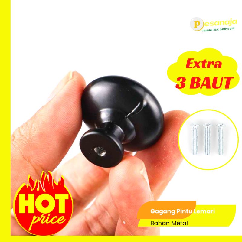 BARU Gagang Tarikan Pintu Laci Lemari Cabinet Door Knob Kenop Handle Bulat Kancing Kayu Hias Minimal