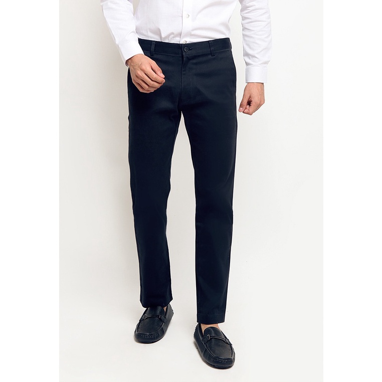 LR-2 Celana Chinos Pria Basic Panjang Stretch Navy TR20