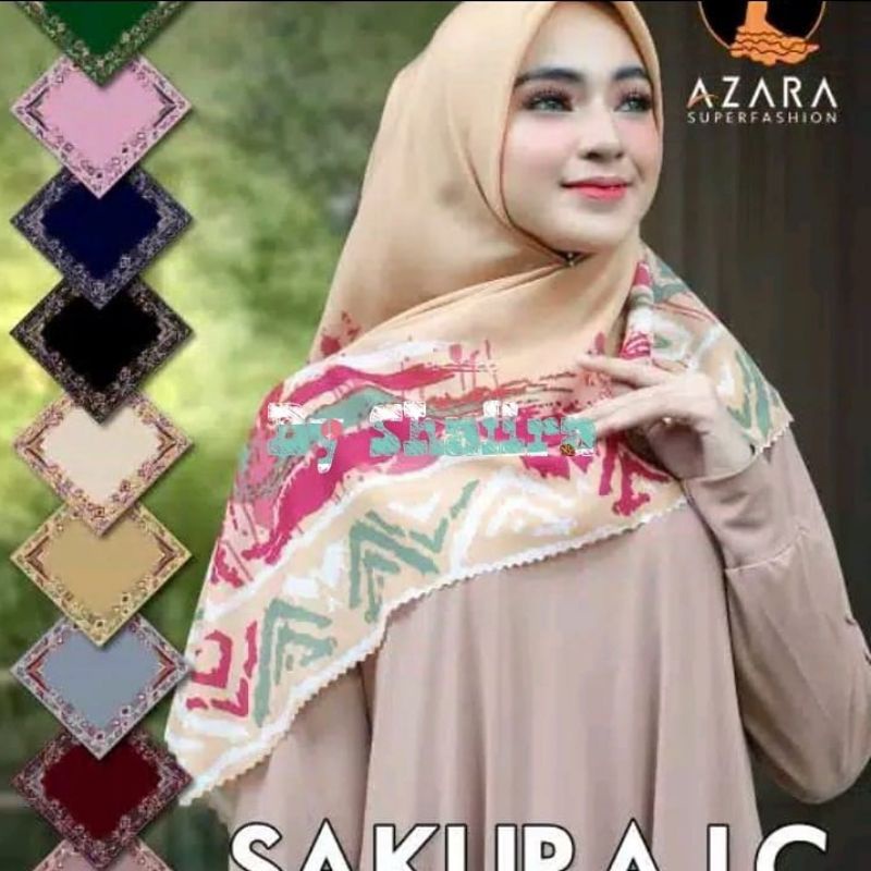 BSC_Jilbab Segiempat Motif AZARA Tepi Laser Motif Random Terbaru / Hijab Motif Azara LC Termurah Gro