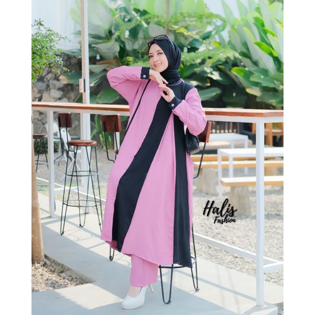 [BARU] SETELAN LONG TUNIK WANITA ORI HALIS/SETCEL WANITA TERBARU 2022