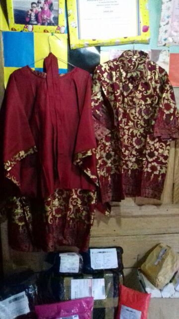 Melinda Cp Set Lowo Floral Gold Batik Kebaya Sarimbit Instan Baju Kondangan Couple Seragam Keluarga