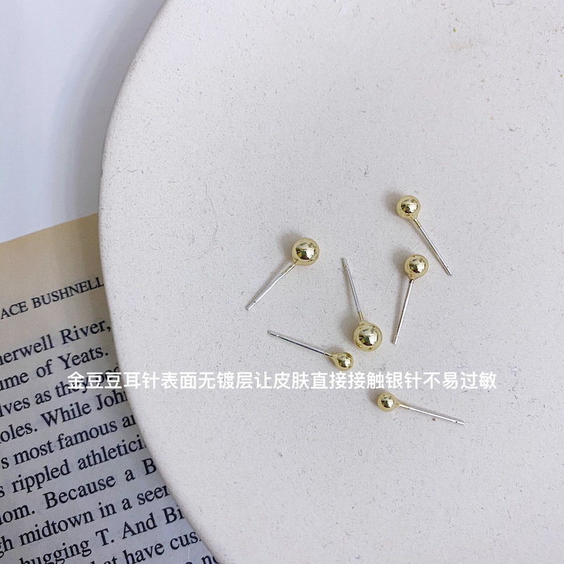 Anting Tusuk Sterling Silver Desain Bola Mini Simple Ala Korea Untuk Wanita