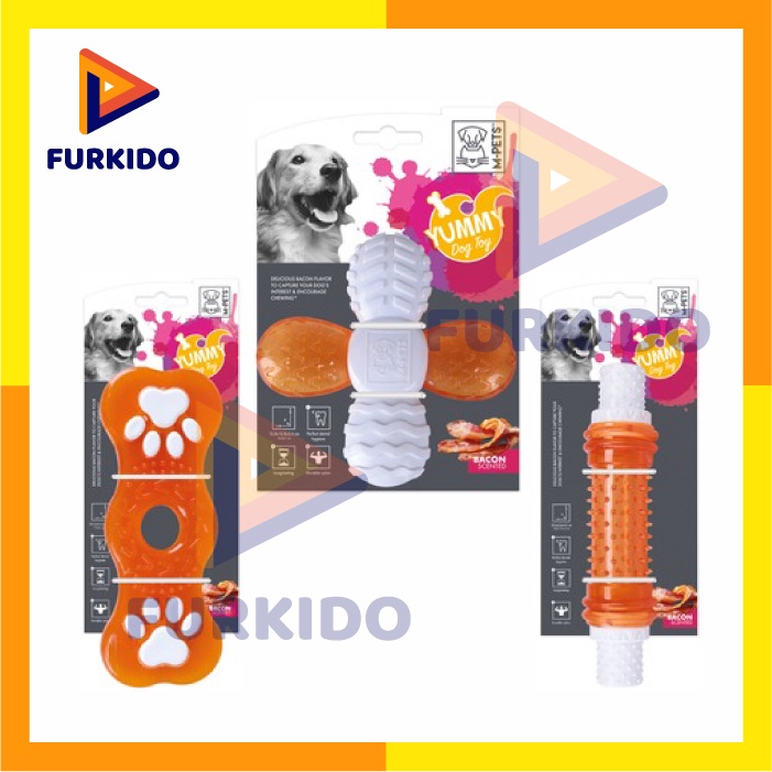 M-Pets Yummy Dog Toy Bacon Flavor All Design / Mainan Gigit Anjing