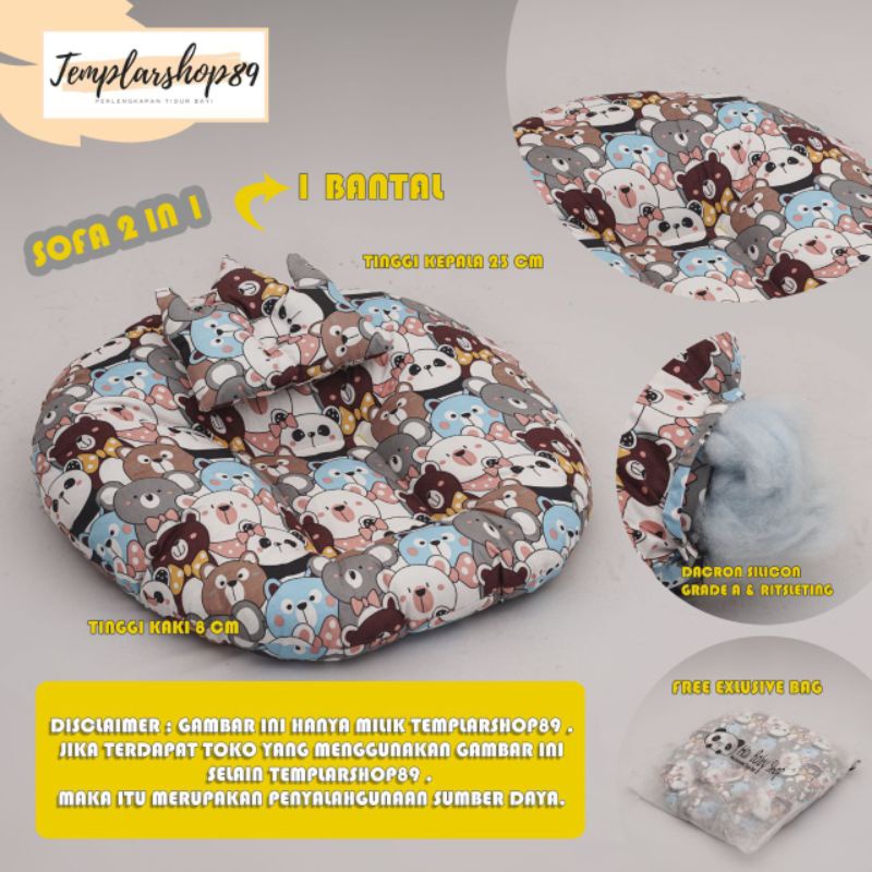 Sofa bayi / baby launger  FREE bantal mahkota bayi dan tas mika.-Panda