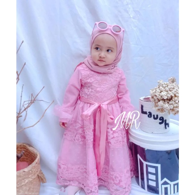 MAXY CHIKITA KID ANAK, BRUKAT FURING, GAMIS HIJAB MUSLIM, MAXY DRESS, 2 UKURAN